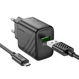 МЗП Hoco CS21A Rich QC3.0 18W (1USB-A) + кабель USB to MicroUSB Black - мініатюра 2