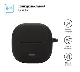 Силіконовий чохол для навушників Xiaomi Redmi Buds 6 Lite, Hang Case, чорний, ультратонкий захисний кейс товщиною 2 мм, захист від подряпин, пилу та ударів, компактний, з карабіном для кріплення, ArmorStandart (ARM81086) - мініатюра 2