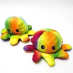 М'яка іграшка Восьминіг перевертень двосторонній веселий сумний Mood Octopus 16 см UKC кольоровий - мініатюра 6