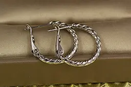 Сережки кільця Хuping Jewelry кручений джгут 2 см сріблясті