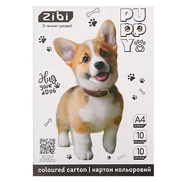 Картон кольоровий ZiBi Kids Line Cats&Dogs А4, 10 кольорів - 10 аркушів (ZB.1950-22)