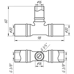 Трійник проміжний прес APE AP 131 20x16х20 000001722 - мініатюра 3