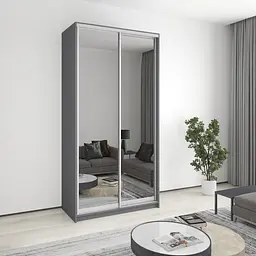 Шафа-купе дводверна MebelStar Уні AL 2 Дзеркала 120x45x240 см Антрацит (MBS-4005)