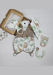 Набір для малюка: ведмедик, гризунець, слинявчик a.l.babybox Козулі Тедді