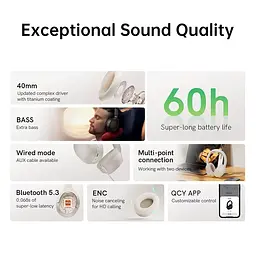 Бездротові навушники QCY H2 Pro з титановим покриттям динаміків та режимом Extra Bass (Білий) - мініатюра 6