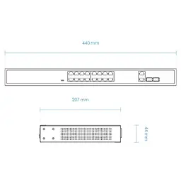 Комутатор Vivotek AW-FGT-180D-250, Unmanaged 16xFE PoE + 2xGE Combo Switch - мініатюра 2