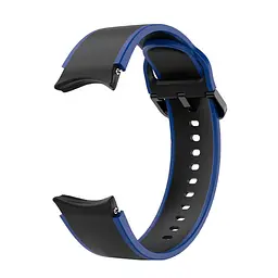 Браслет Double Line для Samsung Galaxy Watch 5 - чорно-синій ширина кріплення 20мм силікон Watchbands (W12-1WB12349934) - мініатюра 3