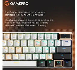 Механічна ігрова клавіатура GamePro GPMK-130BW USB Red Outemu Switches Hot-Swap Black-White - мініатюра 10