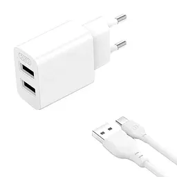 Адаптер мережний XO Type-C Cable Dual USB Charger L109 |2USB, 2.4A|