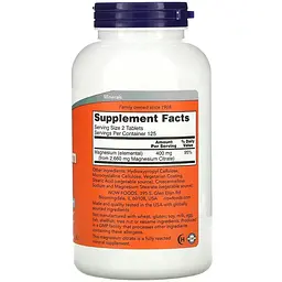 Цитрат магнію Now Foods 200 мг 250 таблеток - мініатюра 2
