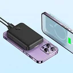 Портативна батарея - магнітний акумулятор Baseus Magnetic Mini Air 10000mAh 20 W чорний - мініатюра 5
