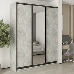 Шафа-купе тридверна MebelStar Комбо BG 2ДСП/Дзеркало 190x45x240 см Бетон (MBS-9669)