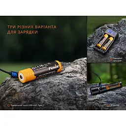 Акумулятор 18650 Fenix 3400mAh 3.6V Li-ion із Type-C зарядкою (Чорно-жовтий) - мініатюра 8