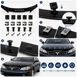 Дефлектор капота мухобойка Nissan Maxima (A33) 1999-2004 Євро Кріплення Vip Tuning (NS48) - мініатюра 2