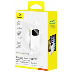 Портативний ЗП Power Bank Baseus EnerFill FC31 PD22.5W with cables 20000 mAh (PPQD3) Moon White - мініатюра 4