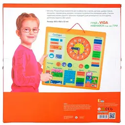 Магнітний календар Viga Toys з годинником українською мовою (50377U) - мініатюра 4