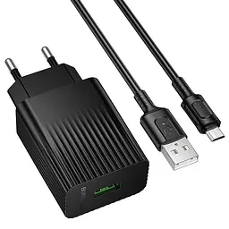 МЗП Borofone BAS72A Source QC3.0 (1USB-A) + кабель USB to MicroUSB Black - мініатюра 3