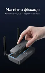 Бездротовий HDMI Vention передавач TX і приймач RX вхід HDMI виходи HDMI/VGA 1080p 60 Гц до 50 м без перешкод RX потребує USB-C 5 В 2 А для TX рекомендоване окреме живлення USB-C трансляція з телефона Wi-Fi без TX до 10 м аудіовихід 3,5 мм дублювання/розширення за підтримки ПК альбомний/портретний режим із телефона AirPlay приймач підтримує до 8 TX (додаткові окремо) кнопка відключення/підключення вебналаштування магнітна фіксація TX для зберігання сірий із чорним (ADTH0) - мініатюра 13
