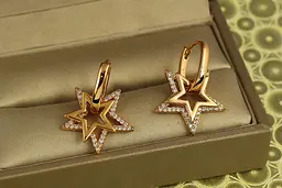 Сережки Xuping Jewelry Зірковий дует 2,2 см золотисті - мініатюра 2