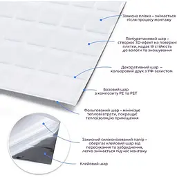 Самоклеюча поліуретанова плитка Wall Sticker 235х235х1мм (D) SW-00001940 - мініатюра 3