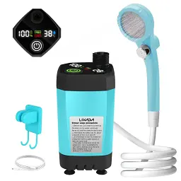 Портативний кемпінговий душ з акумулятором на 6000 mAh Блакитний (00214)