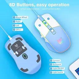 Комп'ютерна мишка Onikuma ігрова C-16 для ПК та ноутбука дротова з RGB підсвіткою 7200 DPI 8 кнопок USB ергономічна - мініатюра 6