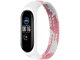 Ремінець BeCover Elastic Nylon Style для Xiaomi Mi Smart Band 5 / Mi Smart Band 6 (Size M) Pink-White (706153)