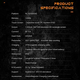 Смарт-годинник Lemfo C20 Pro силіконовий ремінець black orange (16354) - мініатюра 4