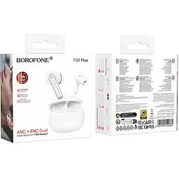 Бездротові навушники TWS FQ9 Plus Peaceful ANC+ENC White Borofone teh0030048 - мініатюра 4