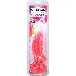 Фентезійний фалоімітатор Doc Johnson Crystal Jellies Invader Dong 8.5 Inch Pink - мініатюра 5