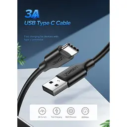 Дата кабель USB 2.0 AM to Type-C 1.0m US287 Black Ugreen (60116) - мініатюра 2