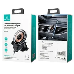 Автотримач з бездротовою зарядкою Usams CD164 15W 2in1 Magnetic Car Wireless Charger Transparent CD164DZ02 (6958444901664) - мініатюра 2
