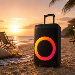 Портативна акустика ZXX-7878 / Акумуляторна колонка з Bluetooth, TWS, FM, USB, SD, RGB-підсвічуванням / Караоке колонка-валіза з 2 мікрофонами та пультом ДУ - мініатюра 2
