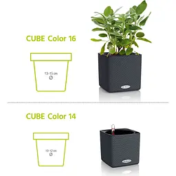 Вазон Lechuza Cube Glossy 16 антрацит (13521) - мініатюра 5