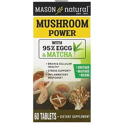 Гриби Mason Natural Mushroom Power для здоров'я мозку та клітин 60 таблеток - мініатюра 2