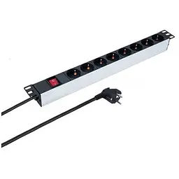 Силовий блок Kingda 19" 1U 8xSchuko, вимикач, кабель 2м (KD-PDU-GM-1U-P8)