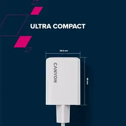 Зарядний пристрій Canyon CU45AC GaN 45W 1xPD 1xQC EU White (CNS-CUW45AC)