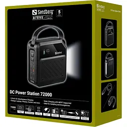 Універсальна мобільна батарея Sandberg 72000mAh 268W, DC9,6-12,6v, 2xUSB-A, 2xUSB-C 100w In/Out, LMFP, фонарик 6Вт - мініатюра 7