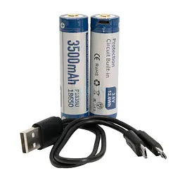 Акумулятор 18650 Keeppower 3500 mAh з microUSB (синій з білим) - мініатюра 7