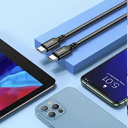 Зарядний кабель швидкого заряджання Hoco X14 Double speed на 60W з роз'ємом Type-c to Type-c чорний - мініатюра 8