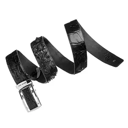 Ремінь-автомат з натуральної шкіри крокодила чорний CROCODILE LEATHER 18239 100 см - мініатюра 3