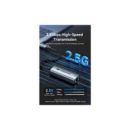 Перехідник USB-C + USB-A to RJ45 Ethernet 2500Mbps gray Vention (CFUHB) - мініатюра 4