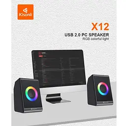 Компьютерные колонки Kisonli X12 RGB, 6Вт, для ПК и ноутбука - мініатюра 2