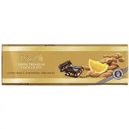 Шоколад чорний Lindt Swiss Premium Chocolate Dark Orange Gold Апельсин і мигдаль 300 г