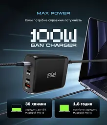 Мережевий зарядний пристрій ArmorStandart Resolute Power ARP-131 100W GaN Black (ARM70024) - мініатюра 5