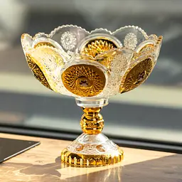 Ваза для фруктів скляна Gold Glass 22 см Yongkang HP-34-140 - мініатюра 2