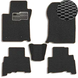 Килимки в салон EVA для Toyota Prado 150 2010-2021 (Металевий підп'ятник) Чорні-Коричневий кант 5 шт