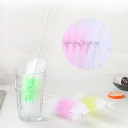 Йоржик щітка для миття пляшок і пляшок із ручкою, що гнутий, 28 см, Kitchen Master Жовтий 86157 - мініатюра 5