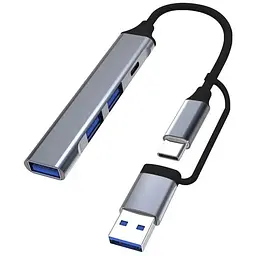 Концентратор Dynamode USB Type-C + USB-A to 1хUSB-C 3.0 1хUSB-A 3.0 2xUSB-A 2.0 dark grey (DM-UH-314AC)