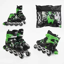 Роликові ковзани, розмір 39-43, PVC колеса, зелений, INLINE SKATE, 24173S